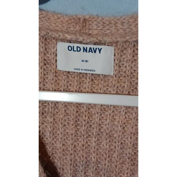 Old Navy Womens V Neck Cropped Fuzzy Cardigan Pale Pink Sweater Poly Blend NWT - Picture 5 of 9
